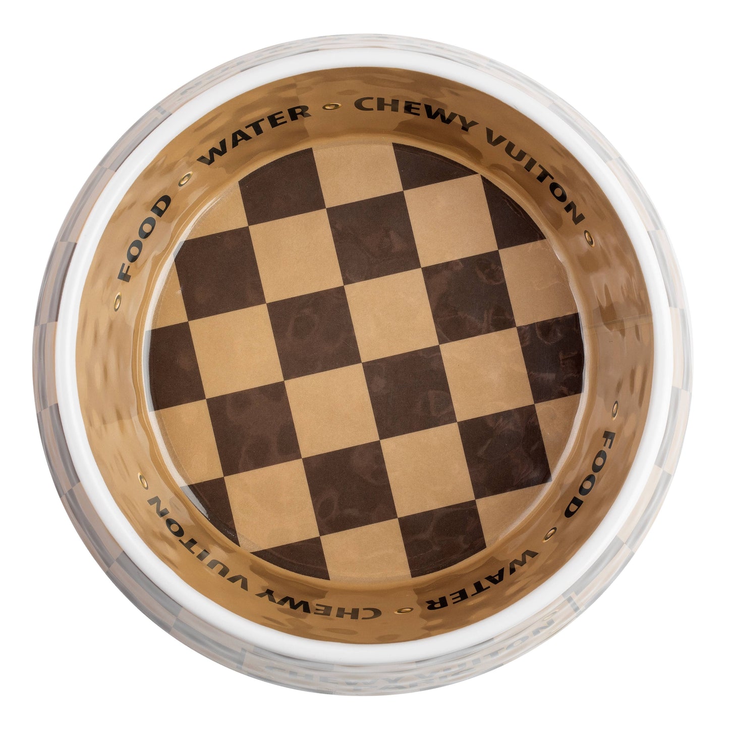 Hundenapf im Schachbrettmuster aus der Reihe "Chewy Vuiton" - in 2 Größen