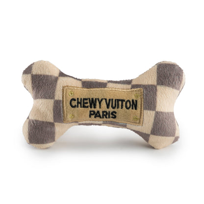 Schachbrettmuster Plüsch-Knochen mit Quietscher - Produktreihe "Chewy Vuiton"