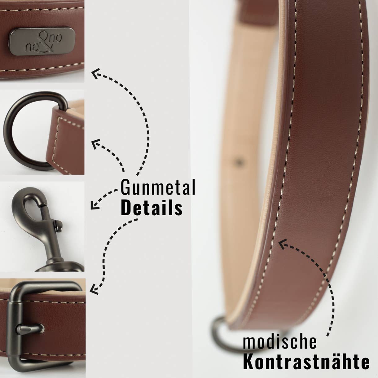 Halsband und Leinen Set – Veganes Leder - Braun