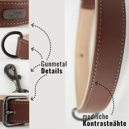 Halsband und Leinen Set – Veganes Leder - Braun