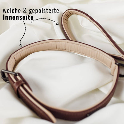 Halsband und Leinen Set – Veganes Leder - Braun