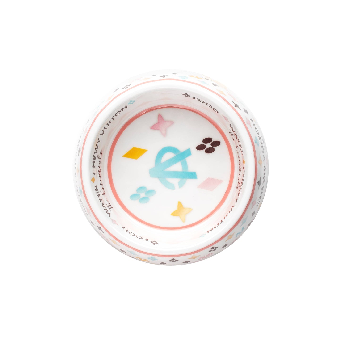 Weißer Hundenapf aus der Reihe "Chewy Vuiton", 3 Größen