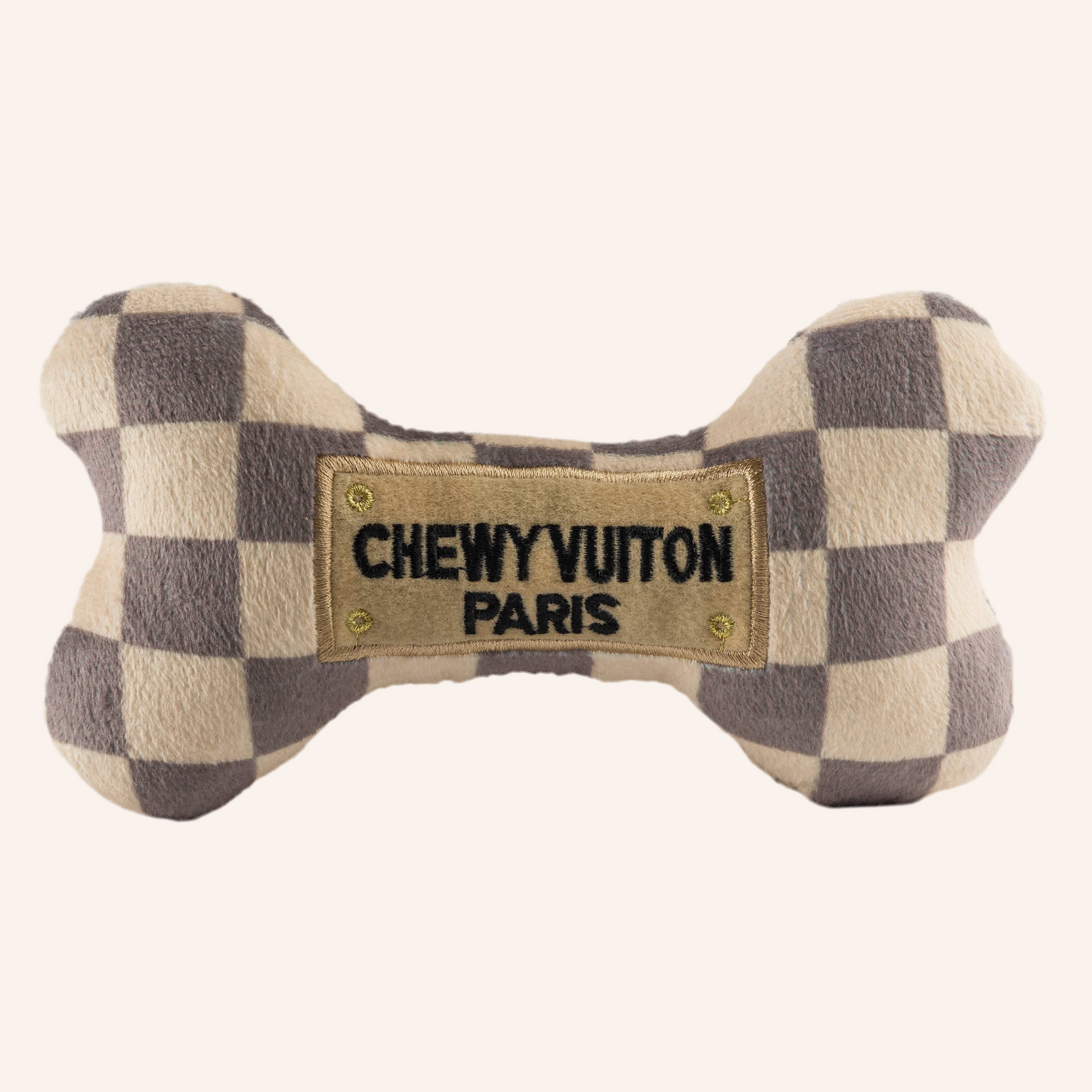 Schachbrettmuster Plüsch-Knochen mit Quietscher - Produktreihe "Chewy Vuiton"
