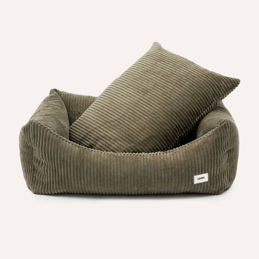 Hundebett aus grünem Cord / Snozy