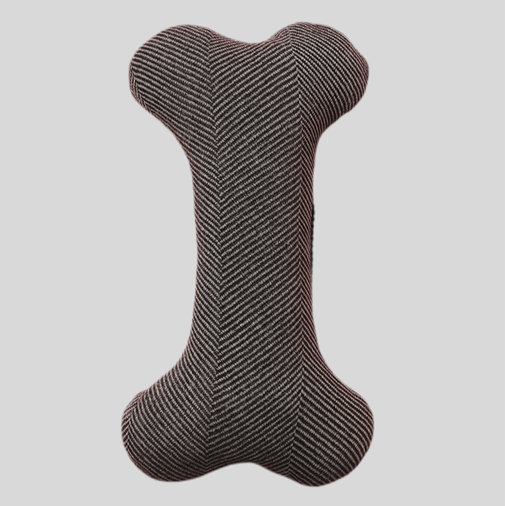 Hundespielzeug in Knochenform aus robustem Canvas in Grau oder Rosé - stilvolles, langlebiges Spielzeug für kleine und mittelgroße Hunde